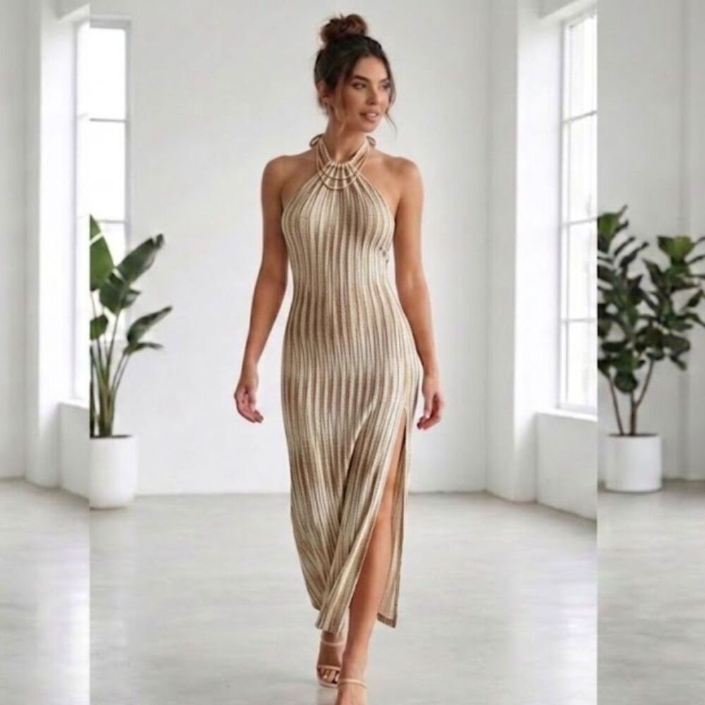 Women's  fitted maxi Dress with slit